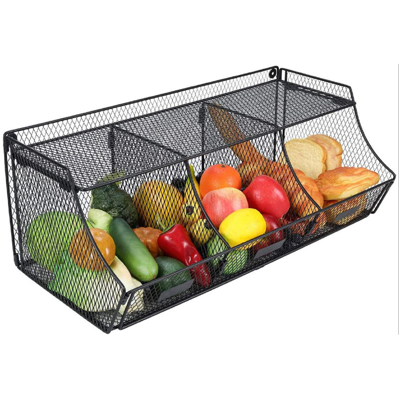Prep & Savour Hanging Fruit Vegetable Basket Wall Mounted Kitchen